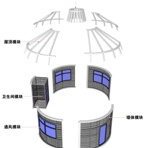 蒙古包炸开图代标注